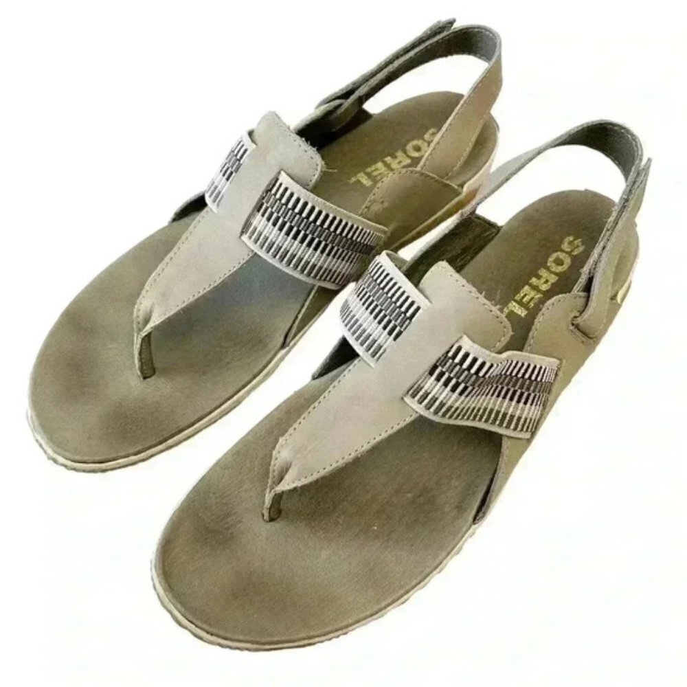 SOREL Out N About Plus Leather Walking Sandal Comfort Sporty Green Size 12 - Picture 6 of 16